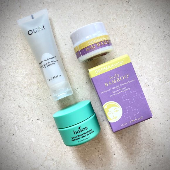 NWT High End Skin Care: Ouai Cleanser, Boscia Moisturizer, DermaDoctor Serum - Picture 1 of 9